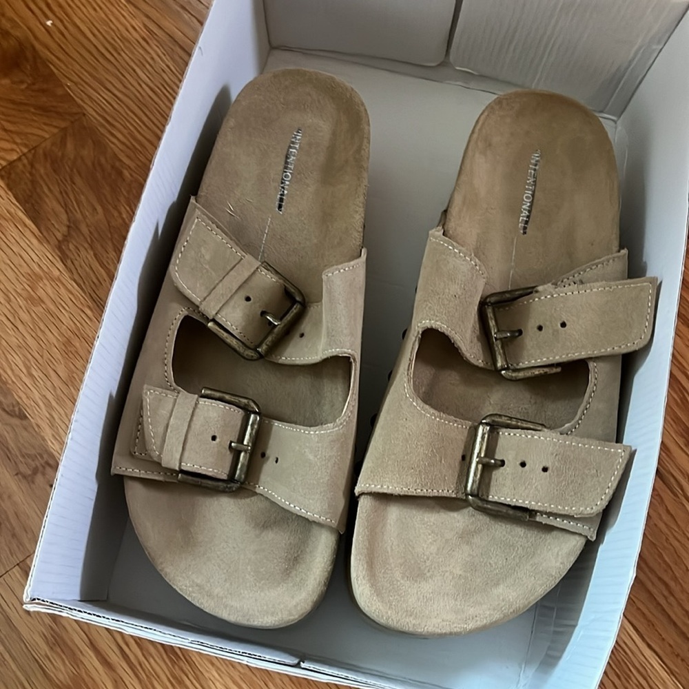 Free People x Intentionally Blank Rule Breaker Flatform Taupe Sandals Sz 7.5 NIB - Picture 10 of 11